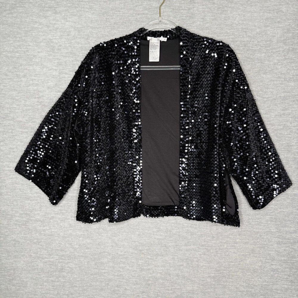 Chico’s Kimono Jacket Size 0 XXS/XS Velvet SequinOpen‎ Holiday Formal Cardigan